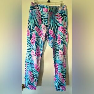 EUC Lilly Pulitzer Kelly Knit Skinny Pants - Blue Tweethearts - 14